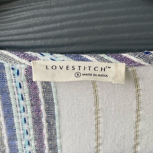 Lovestitch Tie Waist Metallic Striped Top Size S - Picture 5 of 7